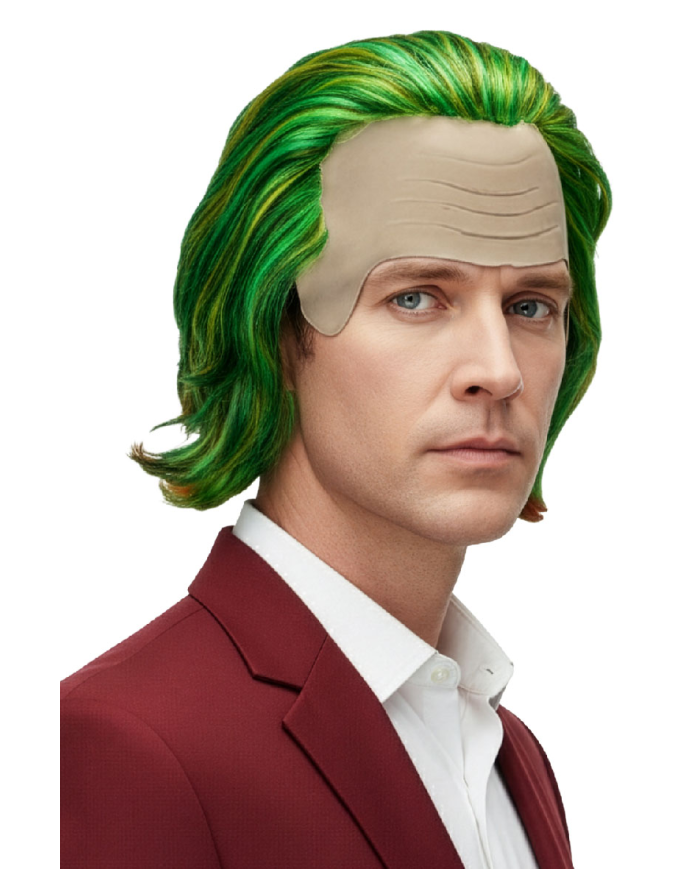 GREEN WIG WITH LATEX CAP IN BAG WITH HOOK